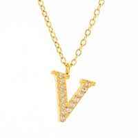 304 Stainless Steel 18K Gold Plated Casual Letter Rhinestones Pendant Necklace sku image 2