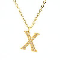 304 Stainless Steel 18K Gold Plated Casual Letter Rhinestones Pendant Necklace sku image 9