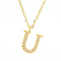 304 Stainless Steel 18K Gold Plated Casual Letter Rhinestones Pendant Necklace sku image 4
