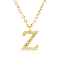304 Stainless Steel 18K Gold Plated Casual Letter Rhinestones Pendant Necklace sku image 16