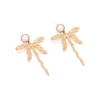 1 Pair Elegant Bow Knot Zinc Alloy Artificial Pearls Drop Earrings main image 6