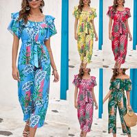 Women's Holiday Daily Vacation Flower Calf-Length Printing Jumpsuits main image 1