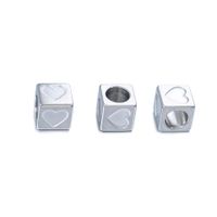 A Pack Of 3 Diameter 6 Mm 304 Stainless Steel Letter Polished Beads sku image 1