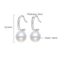 1 Pair Elegant Semicircle Polishing Inlay Sterling Silver Pearl White Gold Plated Drop Earrings main image 2