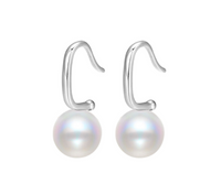 1 Pair Elegant Semicircle Polishing Inlay Sterling Silver Pearl White Gold Plated Drop Earrings sku image 2