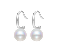 1 Paire Élégant Demi-Cercle Polissage Incruster Argent Sterling Perle Or Blanc Plaqué Boucles D'oreilles sku image 2