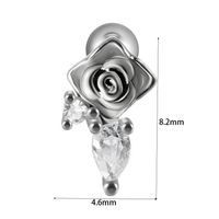 1 Piece Basic Modern Style Classic Style Moon Rose Bee Inlay 304 Stainless Steel Copper Zircon Ear Studs Cartilage Earrings sku image 12