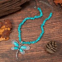 Wholesale Jewelry Novelty Simple Style Dragonfly Alloy Turquoise Plating Pendant Necklace main image 1