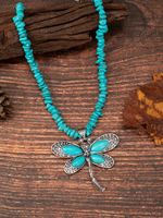 Wholesale Jewelry Novelty Simple Style Dragonfly Alloy Turquoise Plating Pendant Necklace main image 6