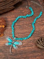 Wholesale Jewelry Novelty Simple Style Dragonfly Alloy Turquoise Plating Pendant Necklace main image 4