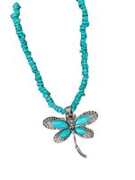 Wholesale Jewelry Novelty Simple Style Dragonfly Alloy Turquoise Plating Pendant Necklace main image 5