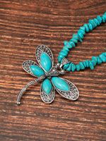 Wholesale Jewelry Novelty Simple Style Dragonfly Alloy Turquoise Plating Pendant Necklace main image 3