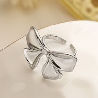 Copper 18K Gold Plated White Gold Plated Simple Style Inlay Bow Knot Zircon Open Rings main image 9