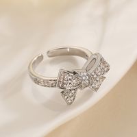 Copper 18K Gold Plated White Gold Plated Simple Style Inlay Bow Knot Zircon Open Rings main image 7
