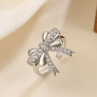 Copper 18K Gold Plated White Gold Plated Simple Style Inlay Bow Knot Zircon Open Rings main image 5