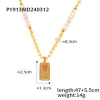 Casual Simple Style Commute Square Star Moon Freshwater Pearl Copper Beaded Inlay Rhinestones Agate 18K Gold Plated Unisex Pendant Necklace sku image 8