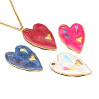 5 PCS/Package 24*36mm Hole 2~2.9mm 304 Stainless Steel Heart Shape Polished Pendant main image 1