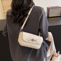 Women's One Size Pu Leather Solid Color Classic Style Sewing Thread Lock Clasp Shoulder Bag main image 5