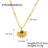 Casual Simple Style Commute Square Star Moon Freshwater Pearl Copper Beaded Inlay Rhinestones Agate 18K Gold Plated Unisex Pendant Necklace sku image 10