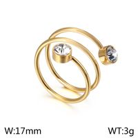 Stainless Steel 18K Gold Plated Simple Style Geometric Zircon Open Rings sku image 4