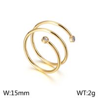 Stainless Steel 18K Gold Plated Simple Style Geometric Zircon Open Rings sku image 3