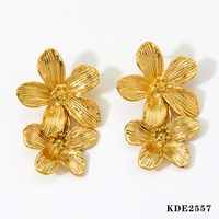 1 Pair Sweet Flower 304 Stainless Steel 14K Gold Plated White Gold Plated Gold Plated Drop Earrings sku image 1