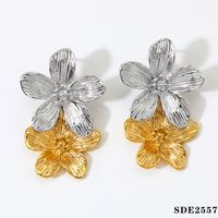 1 Pair Sweet Flower 304 Stainless Steel 14K Gold Plated White Gold Plated Gold Plated Drop Earrings sku image 2