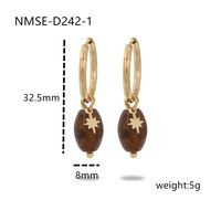 304 Stainless Steel Natural Stone Simple Style Plating Geometric Star Drop Earrings main image 2