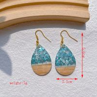 1 Pair Streetwear Triangle Geometric Heart Shape Hollow Out Alloy Wood Resin Drop Earrings sku image 5