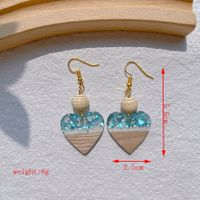 1 Pair Streetwear Triangle Geometric Heart Shape Hollow Out Alloy Wood Resin Drop Earrings sku image 6