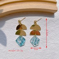 1 Pair Streetwear Triangle Geometric Heart Shape Hollow Out Alloy Wood Resin Drop Earrings sku image 8
