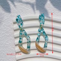 1 Pair Streetwear Triangle Geometric Heart Shape Hollow Out Alloy Wood Resin Drop Earrings sku image 11