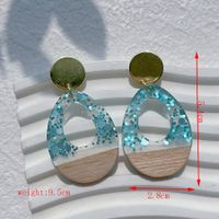 1 Pair Streetwear Triangle Geometric Heart Shape Hollow Out Alloy Wood Resin Drop Earrings sku image 9