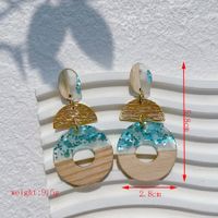 1 Pair Streetwear Triangle Geometric Heart Shape Hollow Out Alloy Wood Resin Drop Earrings sku image 15