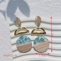 1 Pair Streetwear Triangle Geometric Heart Shape Hollow Out Alloy Wood Resin Drop Earrings sku image 16