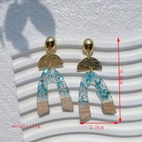1 Pair Streetwear Triangle Geometric Heart Shape Hollow Out Alloy Wood Resin Drop Earrings sku image 17
