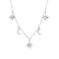 Sterling Silver IG Style Inlay Star Moon Zircon Pendant Necklace sku image 1