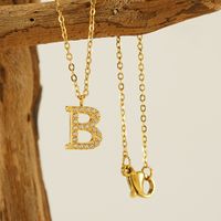 304 Stainless Steel 18K Gold Plated Casual Letter Rhinestones Pendant Necklace main image 3