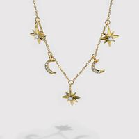 Sterling Silver IG Style Inlay Star Moon Zircon Pendant Necklace main image 6
