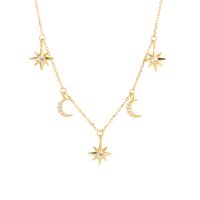 Sterling Silver IG Style Inlay Star Moon Zircon Pendant Necklace main image 3