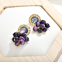 IG Style Round Fruit Alloy Beaded Inlay Glass 18K Gold Plated Women's Drop Earrings main image 6