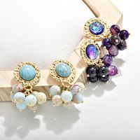 IG Style Round Fruit Alloy Beaded Inlay Glass 18K Gold Plated Women's Drop Earrings main image 1