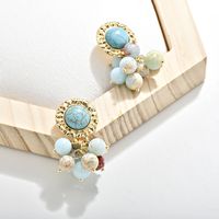 IG Style Round Fruit Alloy Beaded Inlay Glass 18K Gold Plated Women's Drop Earrings main image 5