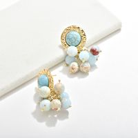 IG Style Round Fruit Alloy Beaded Inlay Glass 18K Gold Plated Women's Drop Earrings main image 4
