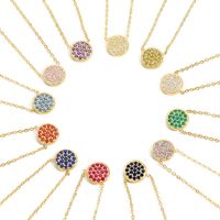 304 Stainless Steel 14K Gold Plated IG Style Simple Style Inlay Round Rhinestones Necklace main image 5
