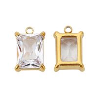 5 PCS/Package 10*6mm 7*7MM Hole 1~1.9mm 304 Stainless Steel Zircon Geometric Polished Pendant sku image 2