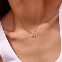 316L Stainless Steel  18K Gold Plated Elegant Bow Knot Earrings Necklace main image 5