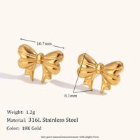 316L Stainless Steel  18K Gold Plated Elegant Bow Knot Earrings Necklace main image 3