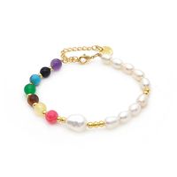 Natural Stone Freshwater Pearl Copper 18K Gold Plated IG Style Simple Style Beaded Knitting Geometric Bracelets main image 5