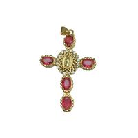 1 Piece 31.5*46.2mm Copper Zircon 18K Gold Plated Cross Polished Pendant main image 10